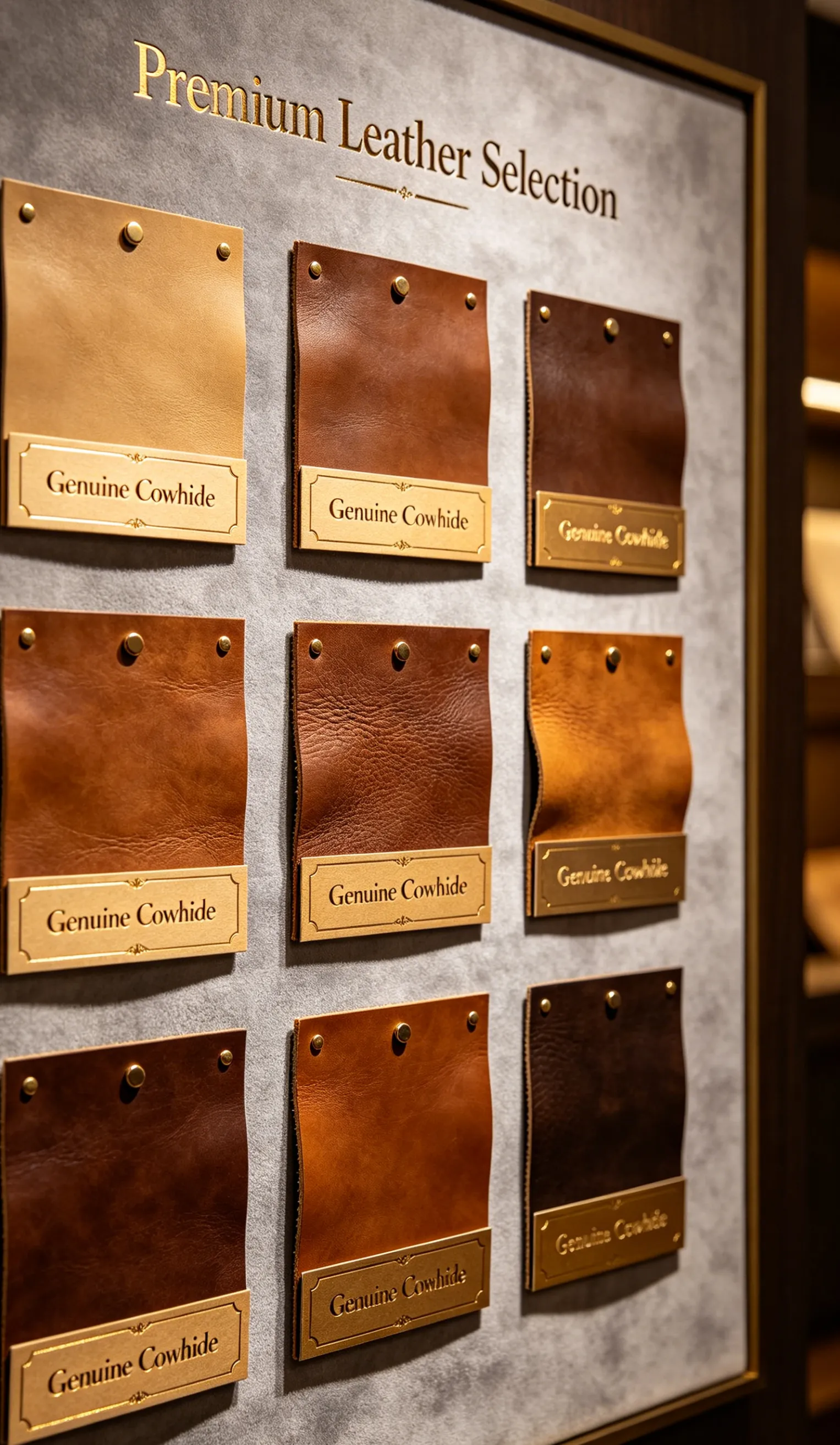 Premium leather selection swatch wall